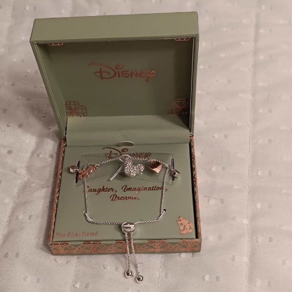 Disney Silver Bracelet with Heart Charm